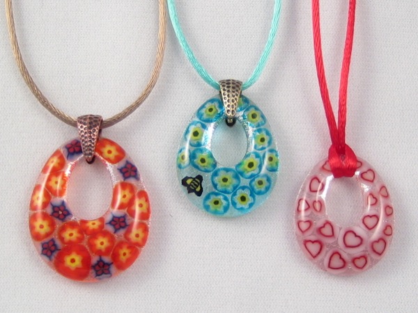 Teardrop Pendants with Millefiori