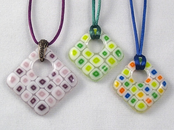 Offset Square Pendants with Millefiori