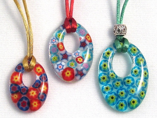 Oval Pendants with Millefiori