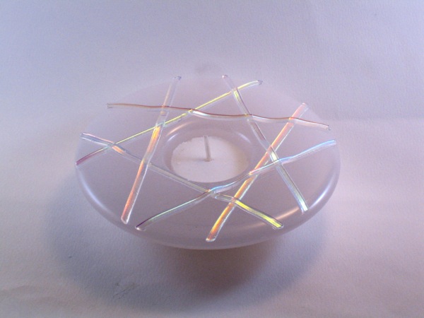 White Candle Holder with Dichroic